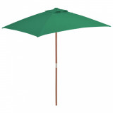 VidaXL Umbrelă de soare, exterior, st&acirc;lp lemn, 150x200 cm, verde