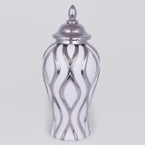 Cumpara ieftin Vaza din ceramica White Silver cu capac 42 cm