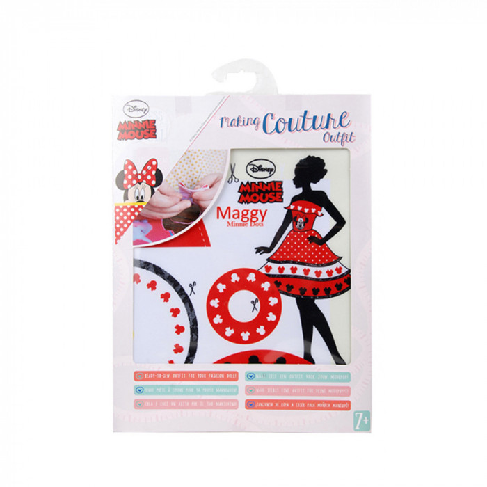 Set de croitorie hainute pentru papusi Couture Disney Maggy Minnie Dots, Dress Your Doll EduKinder World