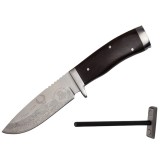 Cumpara ieftin Cutit de vanatoare DEPOX&reg;, Hunter Swish, otel inoxidabil, 22.5 cm, maro, amnar, teaca inclusa