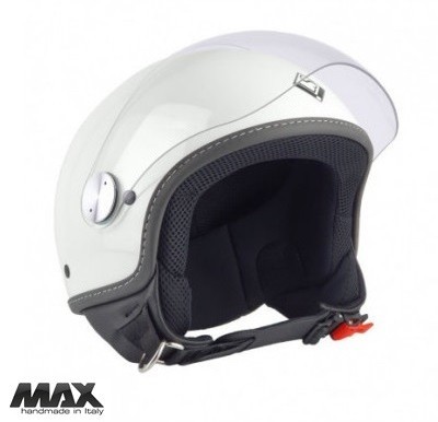 Casca open face pentru scuter - motocicleta (demi-jet) Max Helmets model DJ06 LS 7.9 culoare: negru/alb lucios (0JU) &amp;ndash; 100% MADE IN ITALY Alb lucios L foto