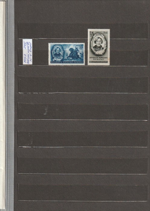 ROMANIA 1952 LP 295 CENTENARUL MORTII LUI N.V.GOGOL SERIE MNH NESTAMPILATA