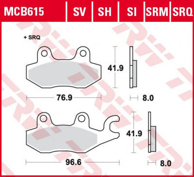 Set placute frana TRW MCB615LC - CF Moto - Kawasaki 650-750 Brute Force - Yamaha TFM 700 R Raptor foto