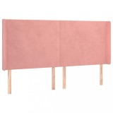 Cumpara ieftin Tablie de pat cu aripioare, roz, 163x16x118/128 cm, catifea