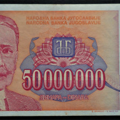 Bancnota 50000000 DINARI / DINARA - YUGOSLAVIA, anul 1993 *cod 289