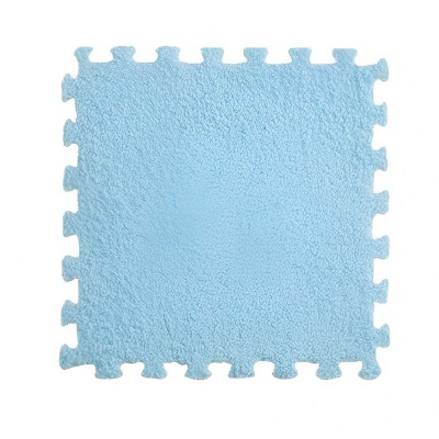 Set 10 Piese Covor tip Puzzle, Flippy, Spuma EVA, Pufos, 30 x 30 x 1 cm, Baby Blue foto