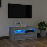 Comoda TV cu lumini LED, gri sonoma, 90x35x40 cm GartenMobel Dekor, vidaXL