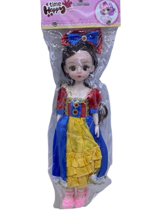 Papusa "Time Happy" - Printesa Eleganta cu rochie Alba-ca-Zapada