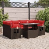 VidaXL Set canapele grădină cu perne 7 piese maro poliratan/lemn acacia 3326435