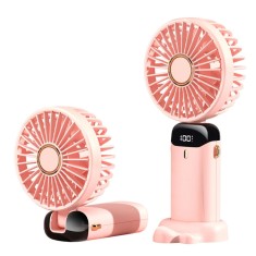 Mini ventilator silentios cu afisaj LED birou Techsuit N15, roz foto