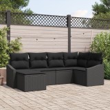 Gossi set canapea gradina 6 piese cu pernute negru ratan poli