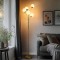 Lampadar de podea, 5 globuri albe, dulie G9, culoare corp auriu, inaltime 175cm