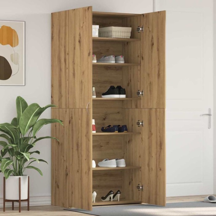 vidaXL Dulap pentru pantofi Maro 80 x 35.5 x 180 cm Lemn compozit