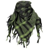 Shemagh negru olive cu pattern cranii, 100 x 100 cm, 100% bumbac MFH
