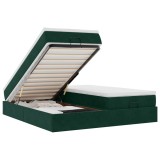 Cumpara ieftin Cadru de pat otoman cu saltele Verde inchis 160x200cm catifea