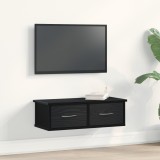 Raft perete vidaXL, stejar negru, 60x26x18.5cm, lemn, sertar, montaj usor, depozitare, design modern