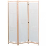 vidaXL Paravan de cameră cu 3 panouri, crem, 120x170x4 cm, textil
