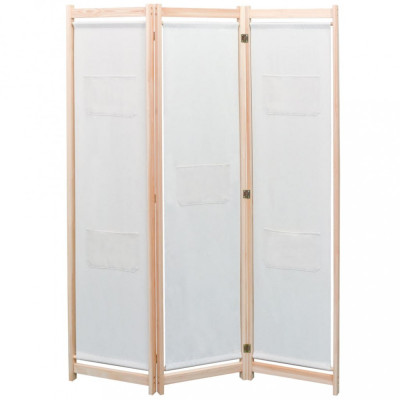 vidaXL Paravan de cameră cu 3 panouri, crem, 120x170x4 cm, textil foto