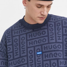 HUGO Blue hanorac de bumbac bărbați, culoarea bleumarin, cu model 50510545