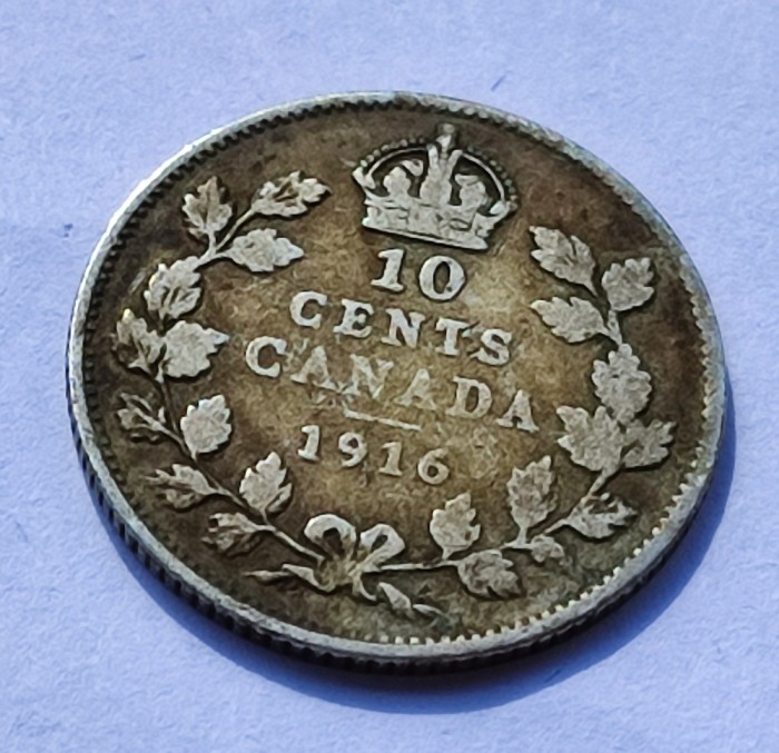 68. Moneda Canada 10 cents 1916 - Argint