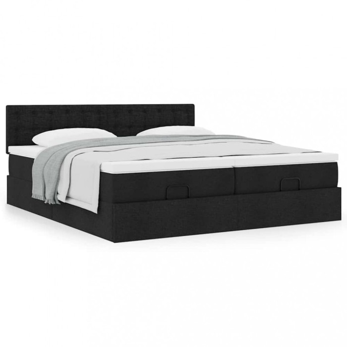 Gossi cadru de pat otoman cu saltele, tesatura neagra 200x200cm