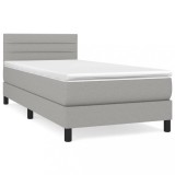 Cumpara ieftin Pat box spring cu saltea, gri deschis, 80x200 cm, textil