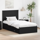 vidaXL Cadru de pat Negru și argintiu 100 x 200 cm Lemn compozit 3411342