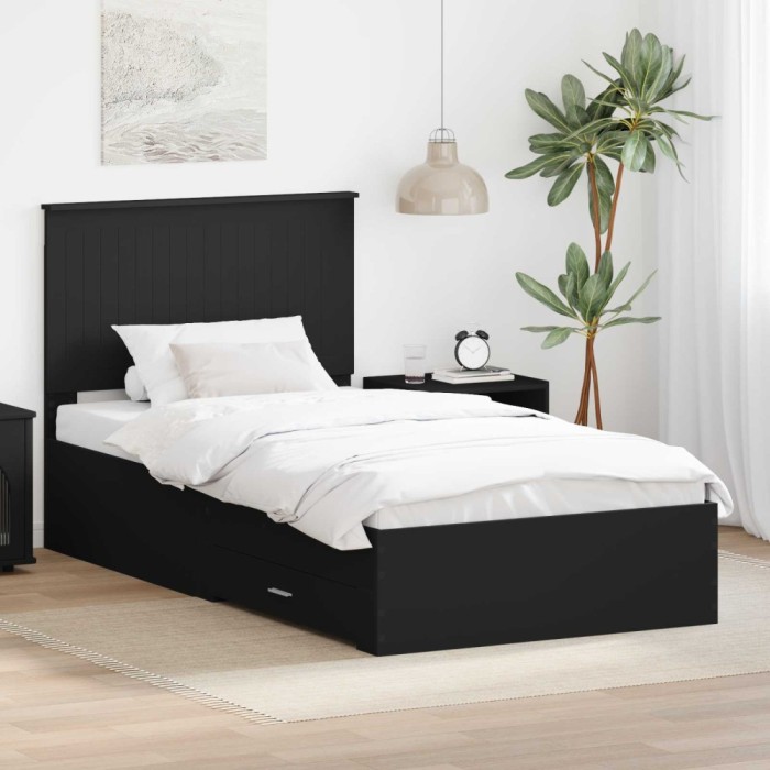 vidaXL Cadru de pat Negru și argintiu 100 x 200 cm Lemn compozit 3411342