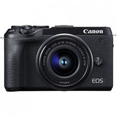 Aparat foto Mirrorless Canon EOS M6 II, 32.5 MP, 4K, Negru + Obiectiv 15-45mm foto