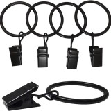 Cumpara ieftin Set 5 inele metalice cu clema de agatat pentru perdele, draperii, diametru 22 mm - Negru