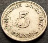 Moneda istorica 5 PFENNIG - GERMANIA, anul 1915 *cod 3240 - litera D