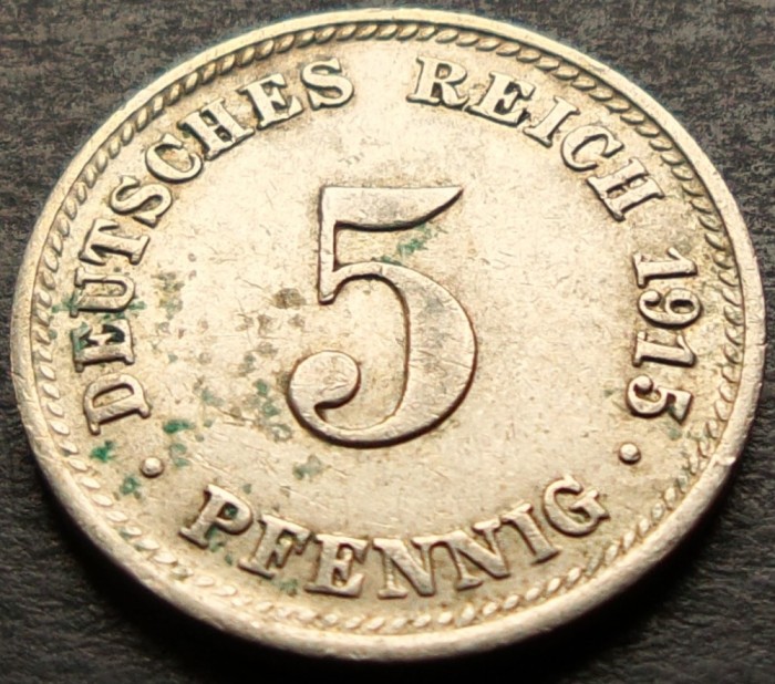 Moneda istorica 5 PFENNIG - GERMANIA, anul 1915 *cod 3240 - litera D