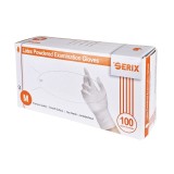 Cutie 100x Manusi Latex, Serix, de Unica Folosinta, Texturate, Usor Pudrate, Albe, Marimea M