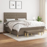 Cumpara ieftin Pat continental cu saltea, gri taupe, 180x200 cm, textil