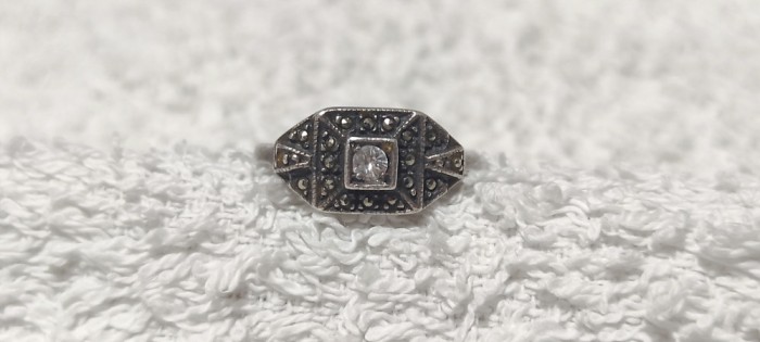 INEL argint SPLENDID ornat cu marcasite VECHI finut DELICAT vintage DE EFECT