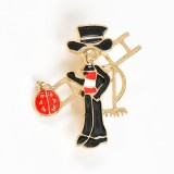 Brosa martisor cosar negru cu gargarita rosie