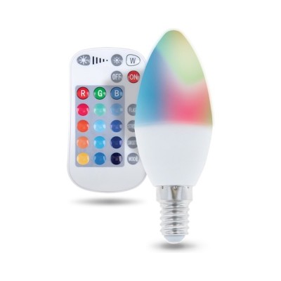 Bec LED RGB C37 E14 cu telecomanda , decor inteligent Forever foto