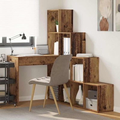 vidaXL Birou de colț Lemn vechi 101.5 x 149.5 x 149.5 cm Lemn compozit foto
