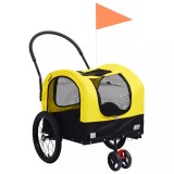 vidaXL Remorcă bicicletă &amp; cărucior 2-&icirc;n-1 animale, galben și negru
