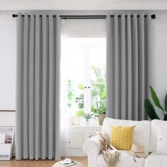 Draperie din catifea blackout cu inele crom, Madison, 150x220 cm, densitate 700 g/ml, Spanish Gray, 1 buc