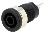 Conector banană 4mm soclu 32A 1kV negru nichelat pe panou