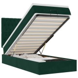 Cumpara ieftin Cadru de pat otoman cu saltele, catifea verde inchis 100x200cm