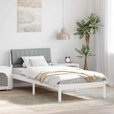 vidaXL Cadru de pat Alb și gri deschis 90 x 200 cm Lemn masiv de pin 878708