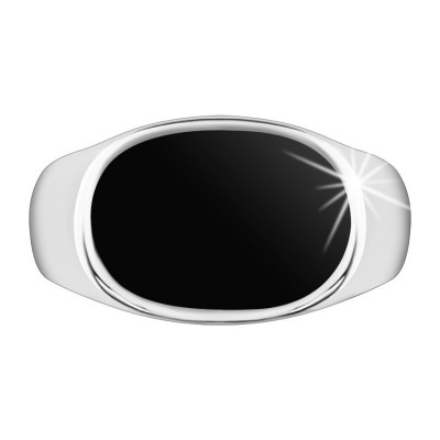 Inel argint 925, oval cu smalţ negru, lucios şi cu braţe care se lăţesc - Marime inel: 65 foto