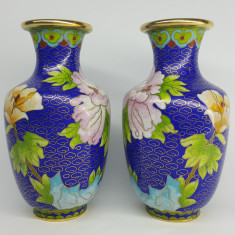 Set vaze vintage bronz si email - CLOISONNE