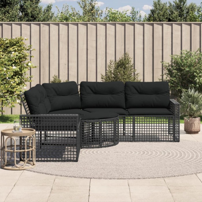 Gossi canapea de gradina cu perne/taburet, forma l, negru, poliratan