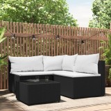 Gossi set mobilier relaxare gradina 4 piese cu perne poliratan negru