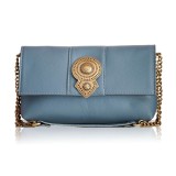 Cumpara ieftin Poseta Piele Naturala Aurora French Blue, Geanta Dama, Clutch, Umăr, Handmade Grecia, Curea Lanț Reglabilă 20x32x6cm