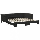 Cumpara ieftin Pat de zi cu extensie, negru, 100x200 cm, catifea