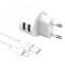 Incarcator Retea cu cablu MicroUSB XO Design L62, 2 X USB, 2.4A, Alb